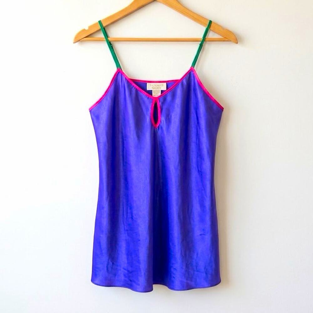 Vintage Victoria's Secret Gold Tag Slip Dress Medium Purple Pink Satin Chemise